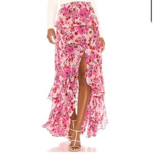 NWOT Misa Los Angeles Pink Floral Ruffle Skirt